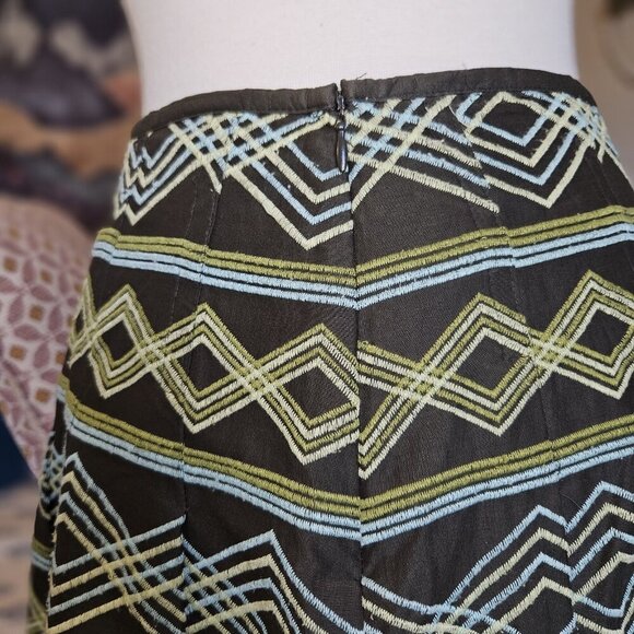 Josephine Chaus Green Argyle Pleated A-Line Skirt Size 4P Retro Mod Preppy Midi - Picture 5 of 13